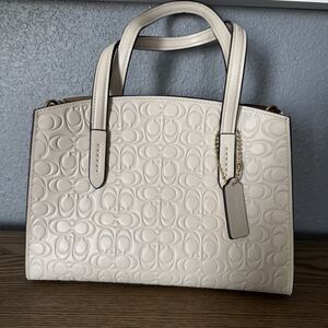 COACH 2way Charlie Carryall Signature Shoulder bag Leather  White W/ Duster Used